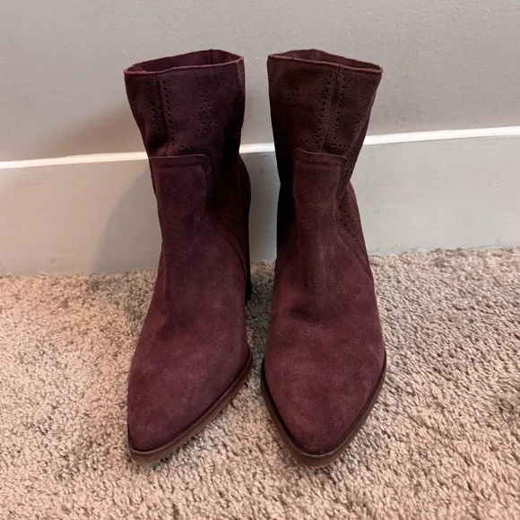 Vince Camuto Dark Red Suede Mini Boots - Picture 2 of 4